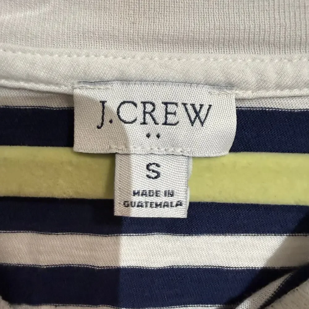 J.Crew Navy White Striped Cotton Crewneck Tee Sz S